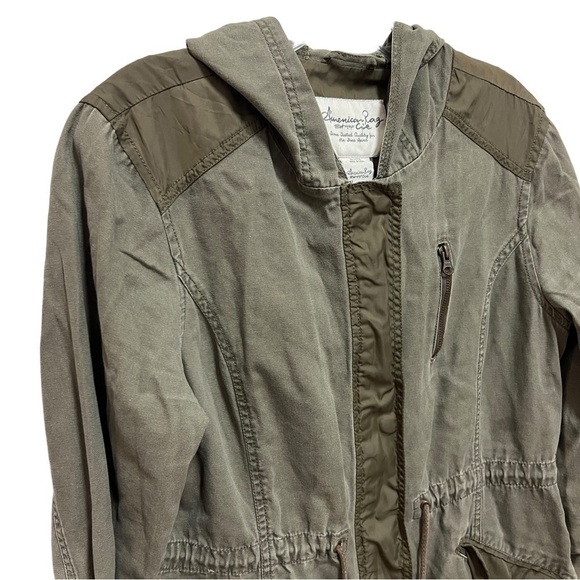 AMERICAN RAG Army Green Utility Hooded Jacket, Size Large - Picture 3 of 16